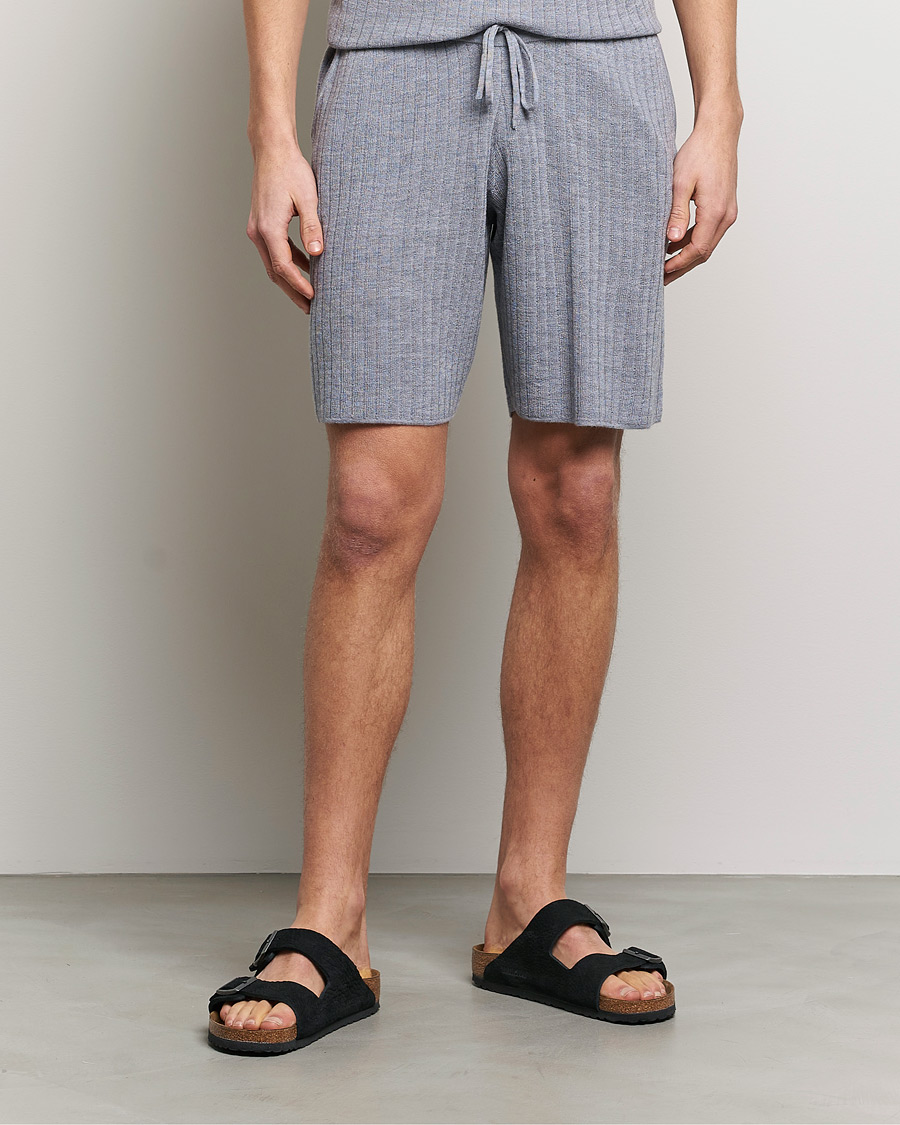 Herre | Drawstringshorts | Stenströms | Merino/Lyocell Ribbed Shorts Grey