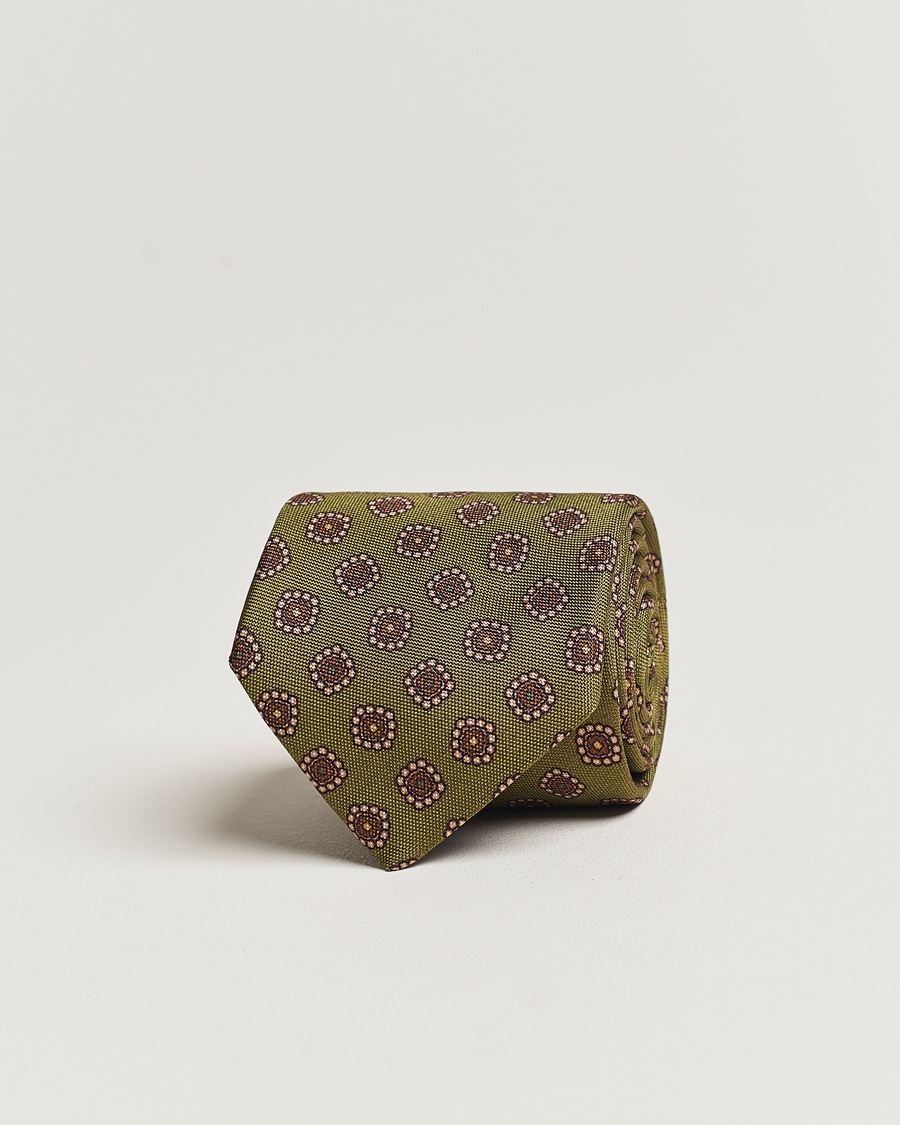 Herre | Stenströms Printed Silk Tie Green | Stenströms | Printed Silk Tie Green