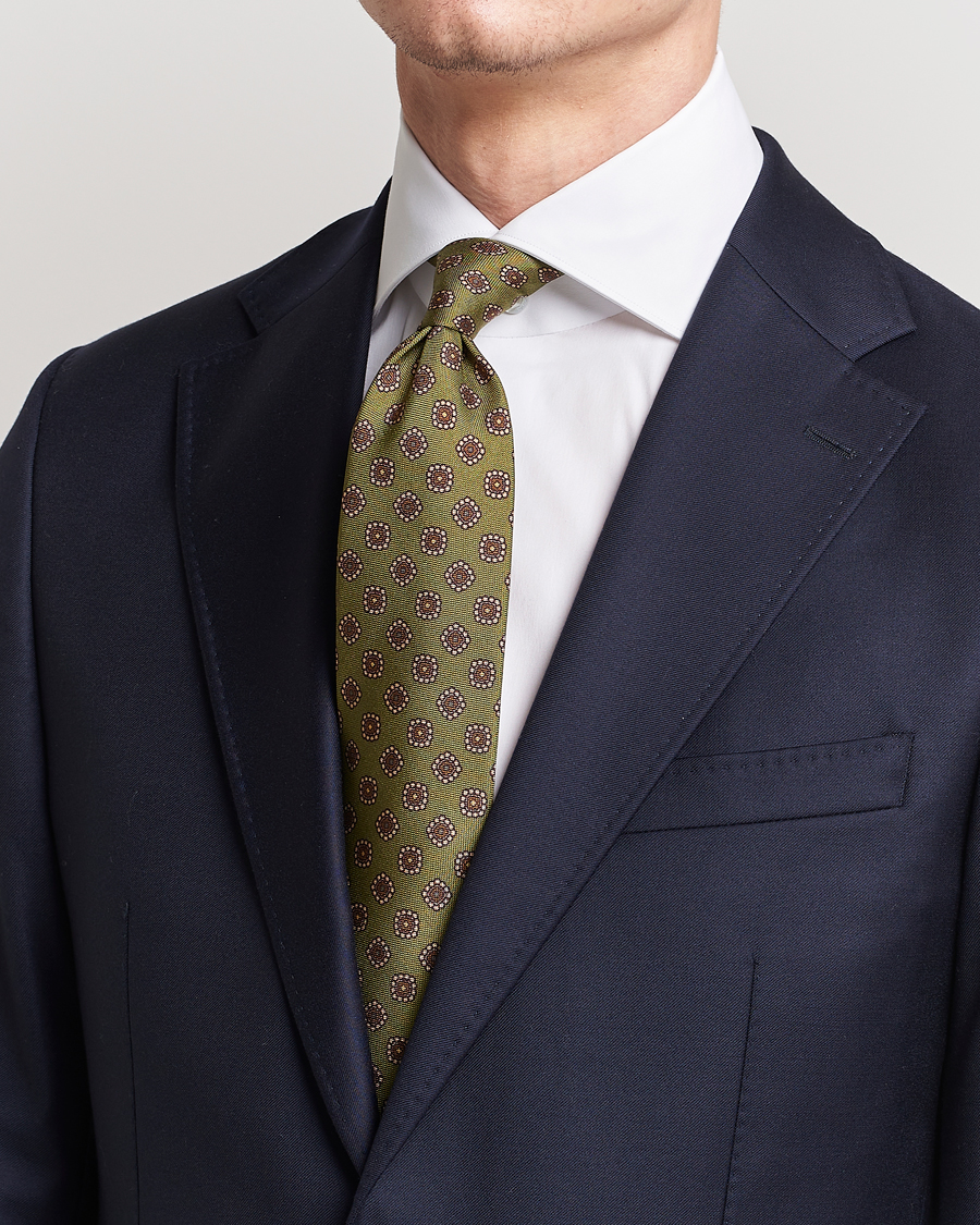 Herre | Stenströms Printed Silk Tie Green | Stenströms | Printed Silk Tie Green