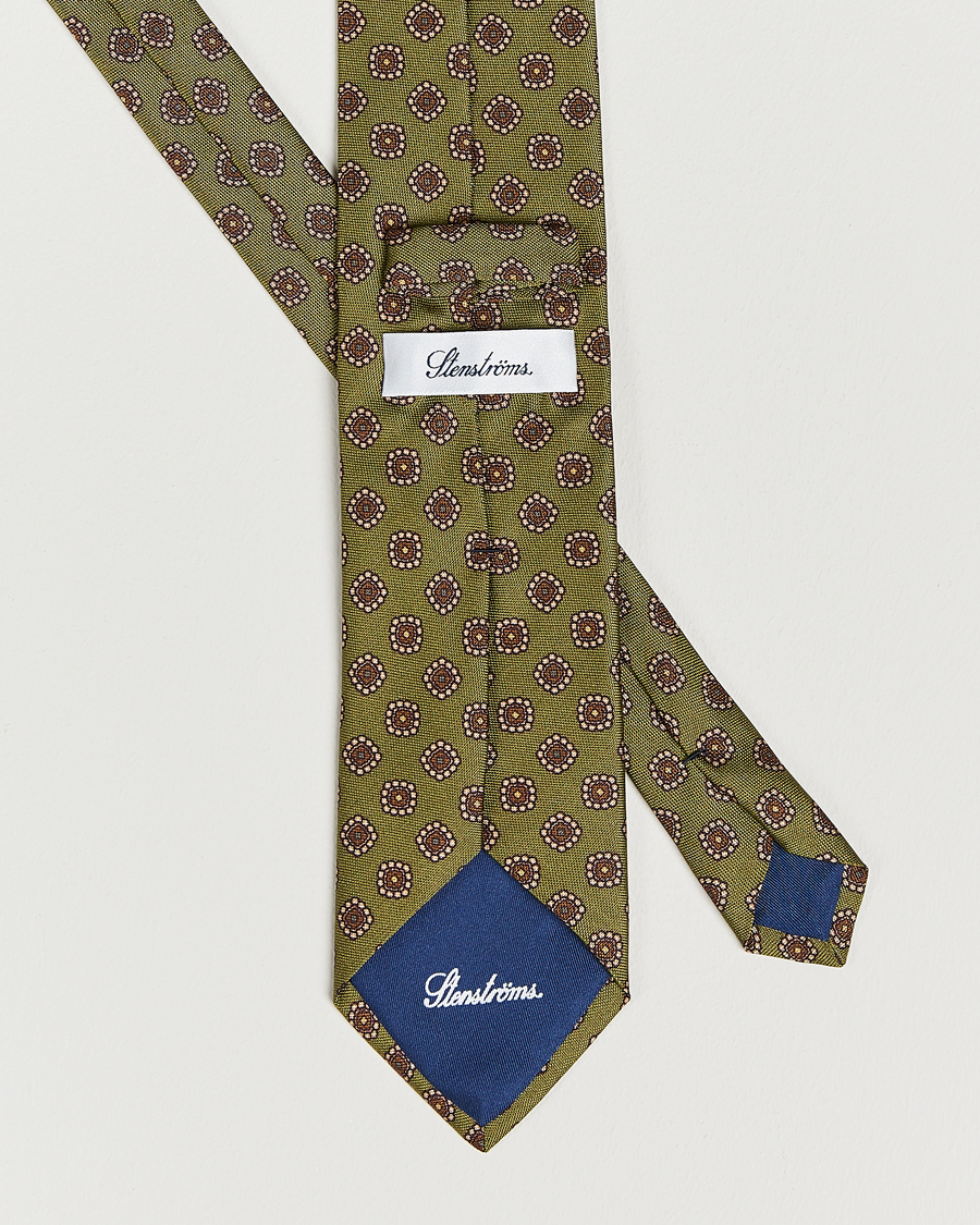 Herre | Stenströms Printed Silk Tie Green | Stenströms | Printed Silk Tie Green
