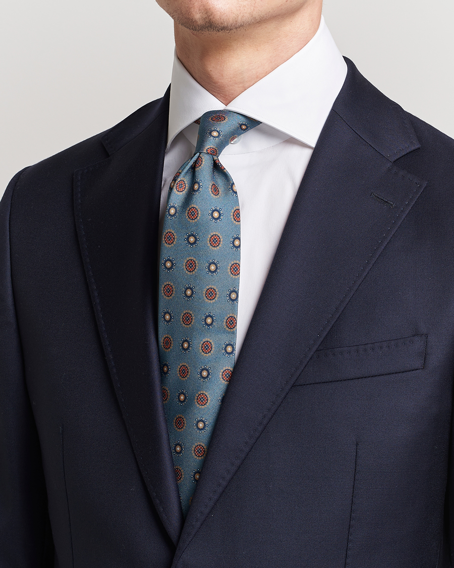 Herre | Stenströms Printed Silk Tie Light Blue | Stenströms | Printed Silk Tie Light Blue