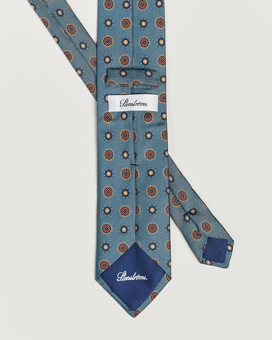 Herre | Stenströms Printed Silk Tie Light Blue | Stenströms | Printed Silk Tie Light Blue