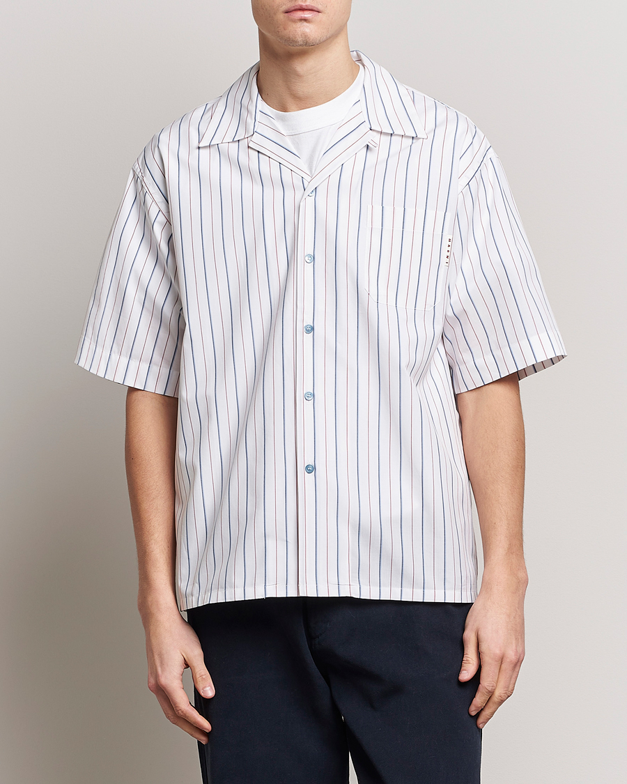 Herre | Tøj | Marni | Striped Bowling Shirt Lily White