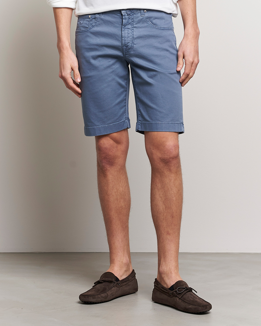 Herre | Chino shorts | Jacob Cohën | Nicolas Cotton Twill Shorts Blue Grey