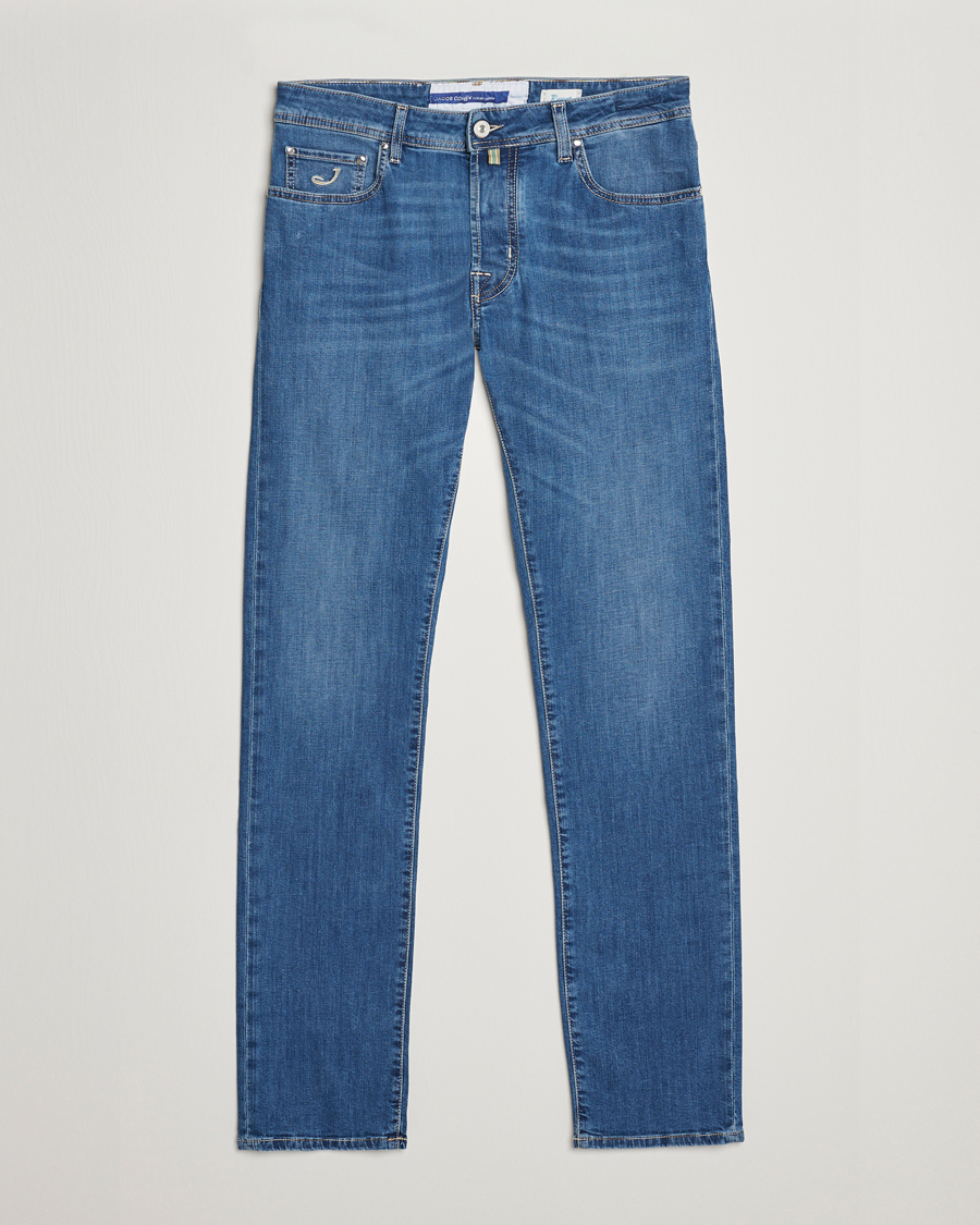 Herre | Jeans | Jacob Cohën | Bard Denim Linen Resort Stretch Jeans Mid Blue