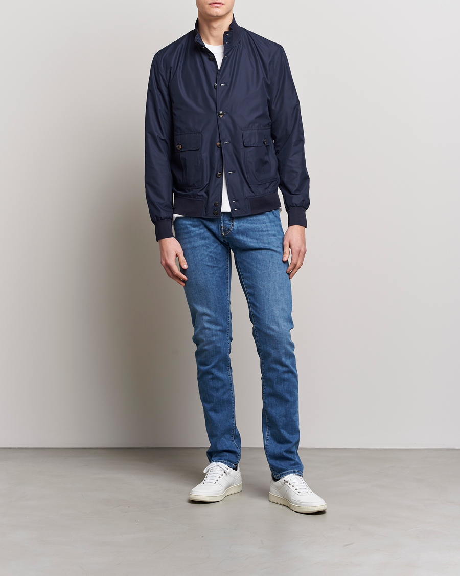 Herre | Jeans | Jacob Cohën | Bard Denim Linen Resort Stretch Jeans Mid Blue
