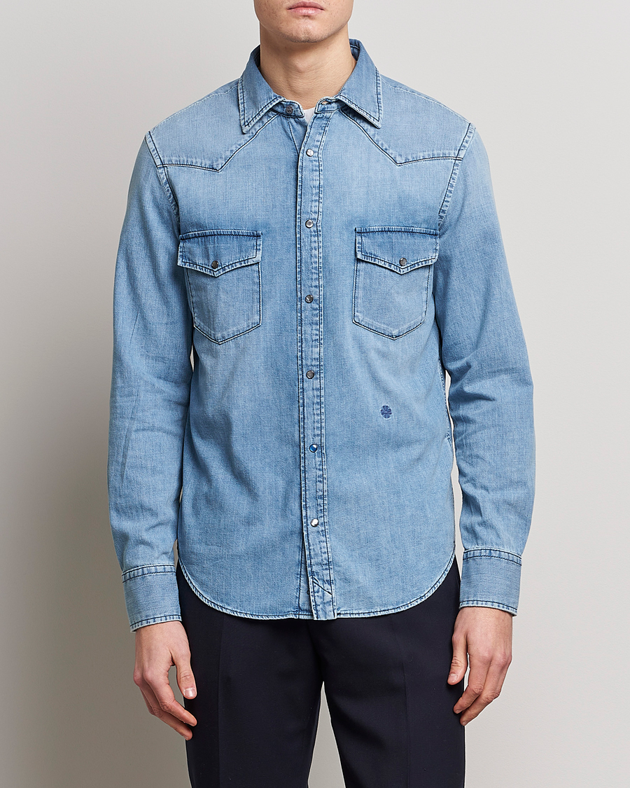 Herre | Denimskjorter | Jacob Cohën | Western Denim Shirt Light Blue