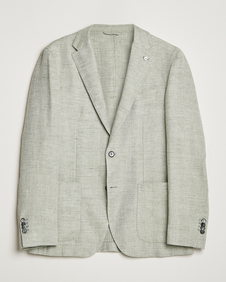 Herre | Blazere & jakker | L.B.M. 1911 | Jack Regular Fit Herringbone Linen Blazer Pistachio