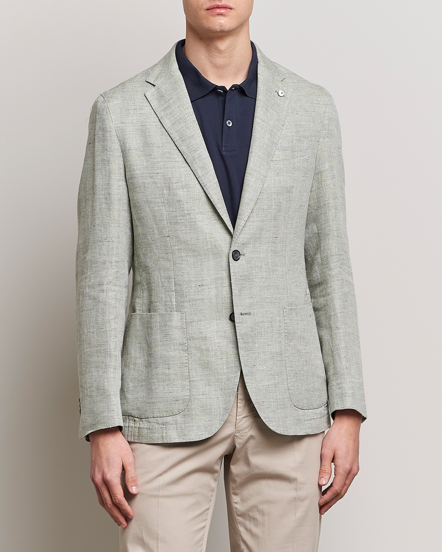 Herre | Blazere & jakker | L.B.M. 1911 | Jack Regular Fit Herringbone Linen Blazer Pistachio