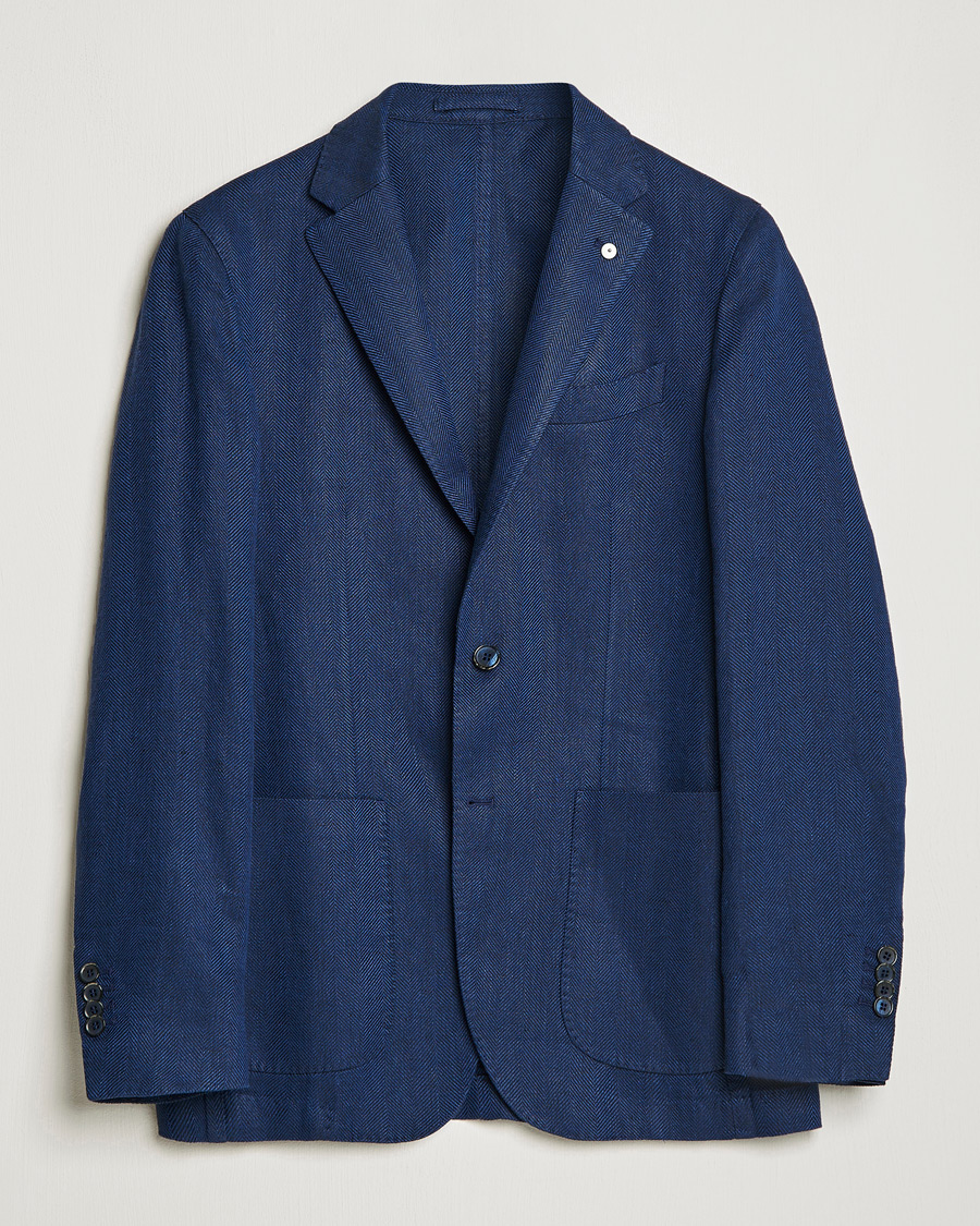 Herre | Blazere & jakker | L.B.M. 1911 | Jack Regular Fit Herringbone Linen Blazer Navy
