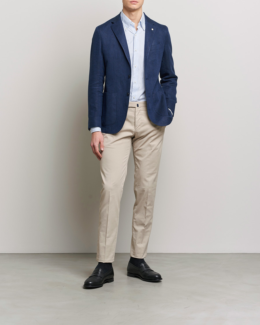Herre | Blazere & jakker | L.B.M. 1911 | Jack Regular Fit Herringbone Linen Blazer Navy