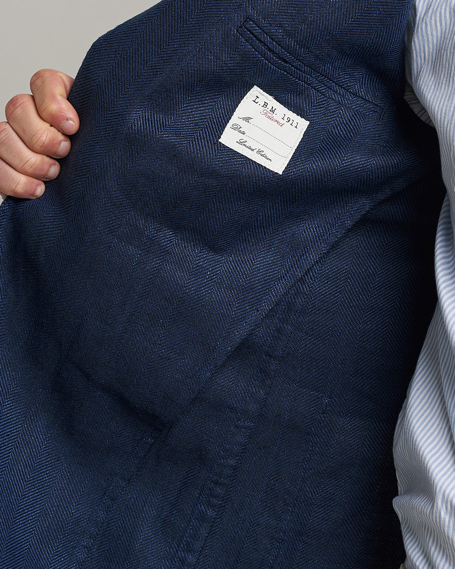 Herre | Blazere & jakker | L.B.M. 1911 | Jack Regular Fit Herringbone Linen Blazer Navy