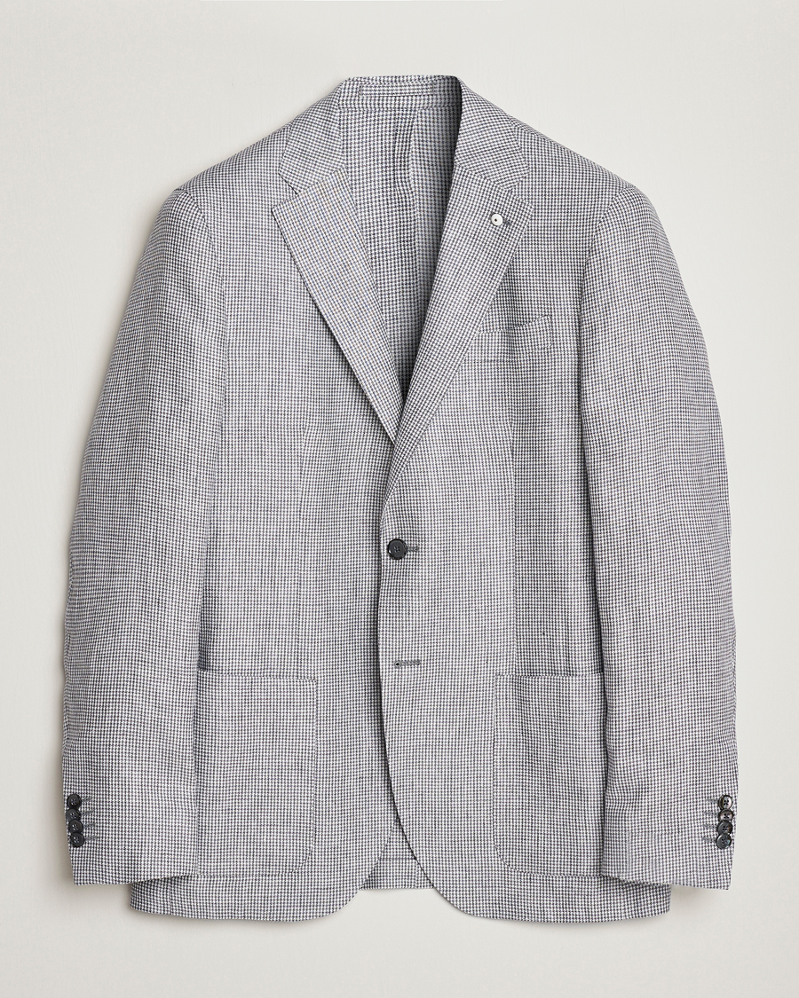 Herre | Blazere & jakker | L.B.M. 1911 | Jack Regular Fit Houndstooth Linen Blazer Grey