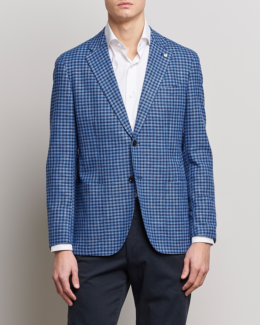 Herre | Blazere & jakker | L.B.M. 1911 | Jack Regular Fit Checked Virgin Wool/Linen Blazer Blue