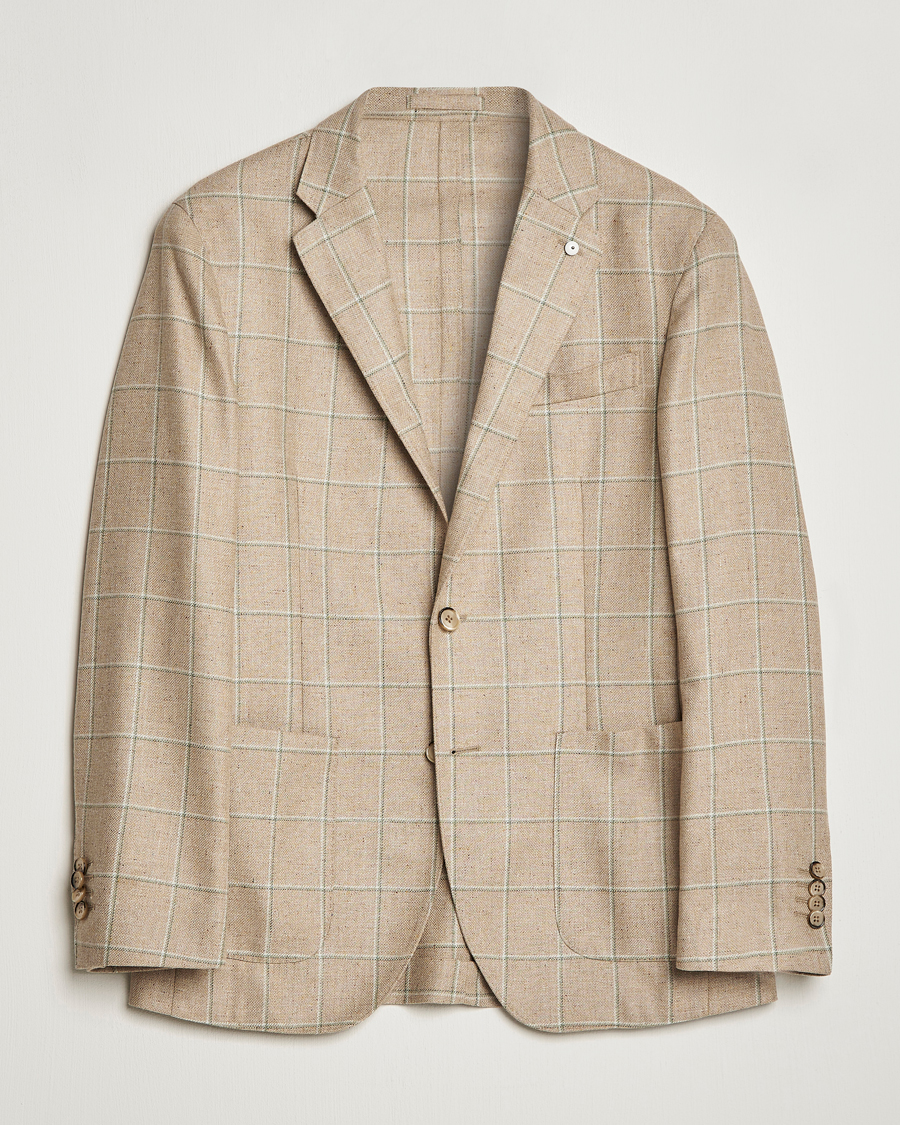 Herre | Blazere & jakker | L.B.M. 1911 | Jack Regular Fit Windowpane Wool/Silk Blazer Olive