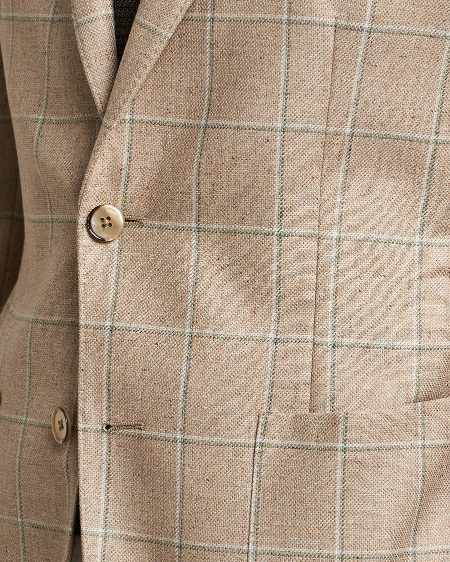 Herre | Blazere & jakker | L.B.M. 1911 | Jack Regular Fit Windowpane Wool/Silk Blazer Olive