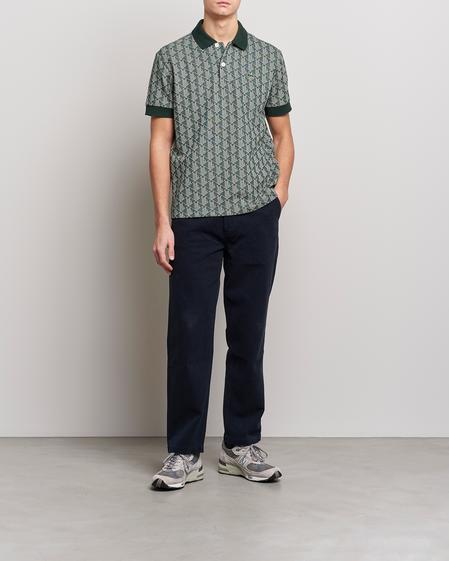 Herre | Polotrøjer | Lacoste | Classic Fit Monogram Polo Green/Wood Shaving