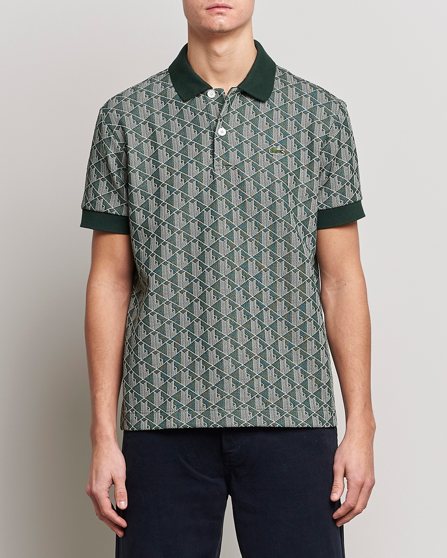 Herre | Polotrøjer | Lacoste | Classic Fit Monogram Polo Green/Wood Shaving