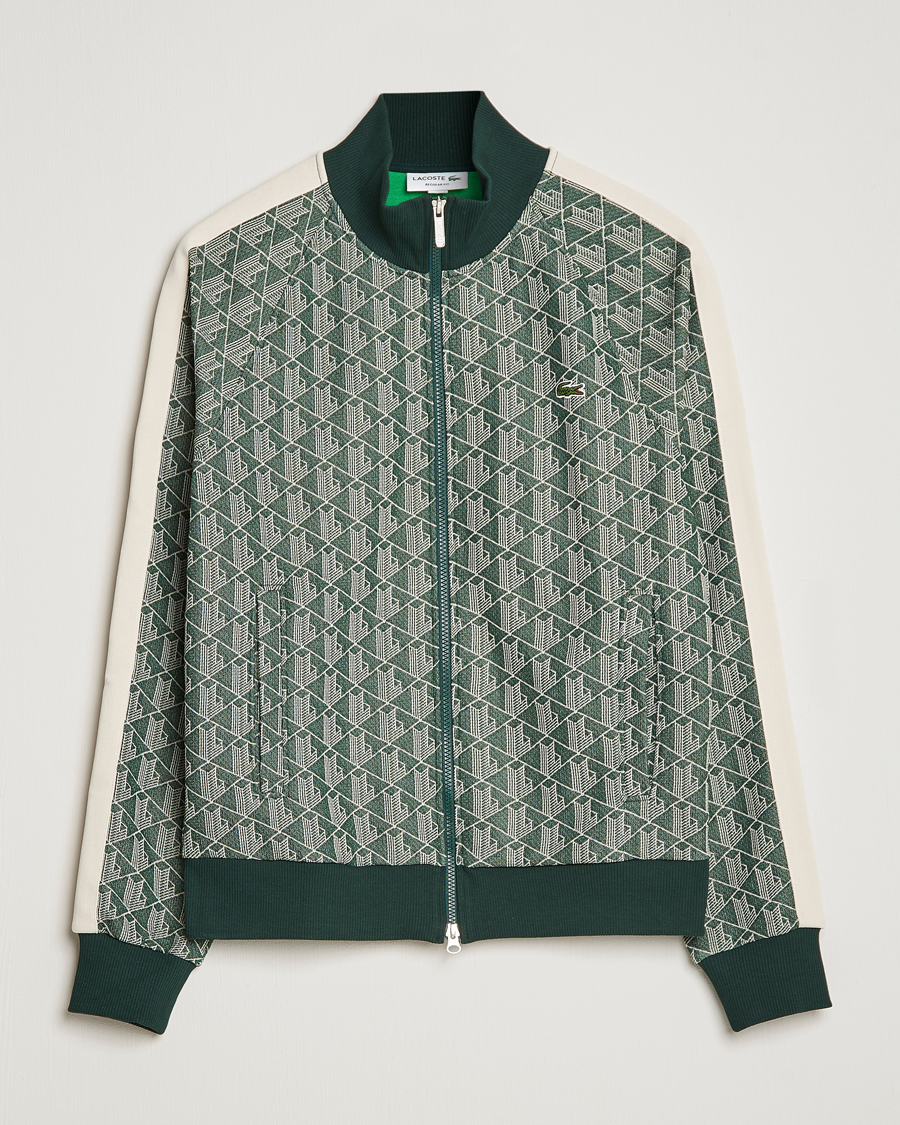 Herre | Trøjer | Lacoste | Monogram Zip Sweatshirt Green/Wood Shaving