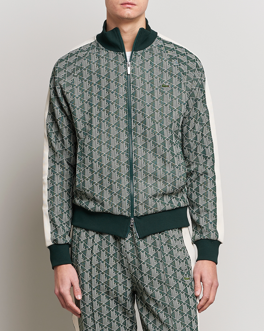 Herre | Trøjer | Lacoste | Monogram Zip Sweatshirt Green/Wood Shaving