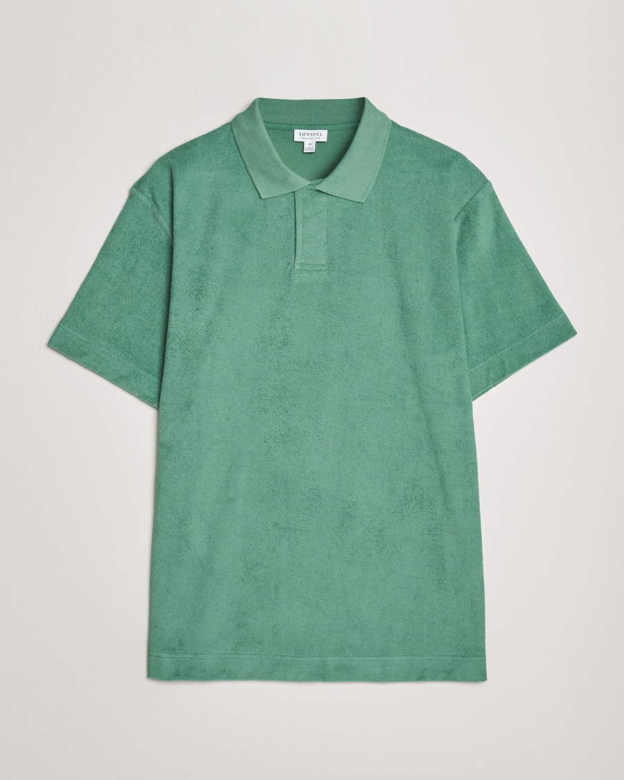 Herre | Polotrøjer | Sunspel | Towelling Polo Shirt Thyme Green
