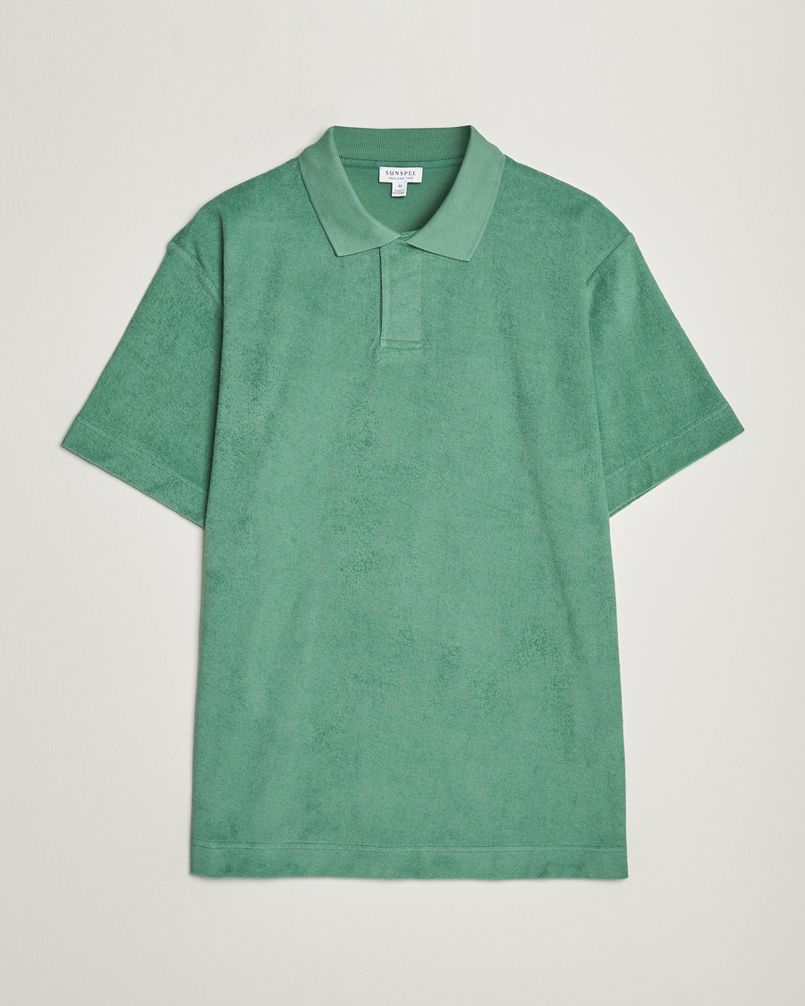 Herre |  | Sunspel | Towelling Polo Shirt Thyme Green