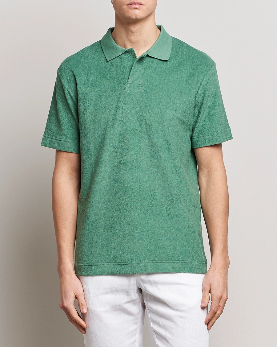 Herre | Polotrøjer | Sunspel | Towelling Polo Shirt Thyme Green