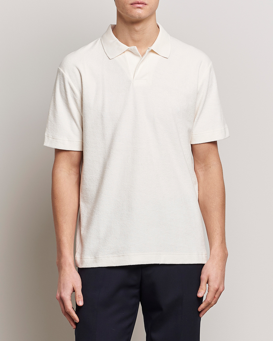Herre | Polotrøjer | Sunspel | Towelling Polo Shirt Archive White