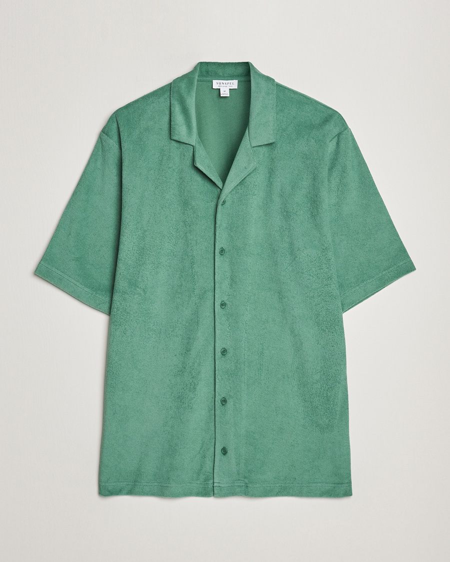 Herre | Eksklusivt for Care of Carl | Sunspel | Towelling Camp Collar Shirt Thyme Green