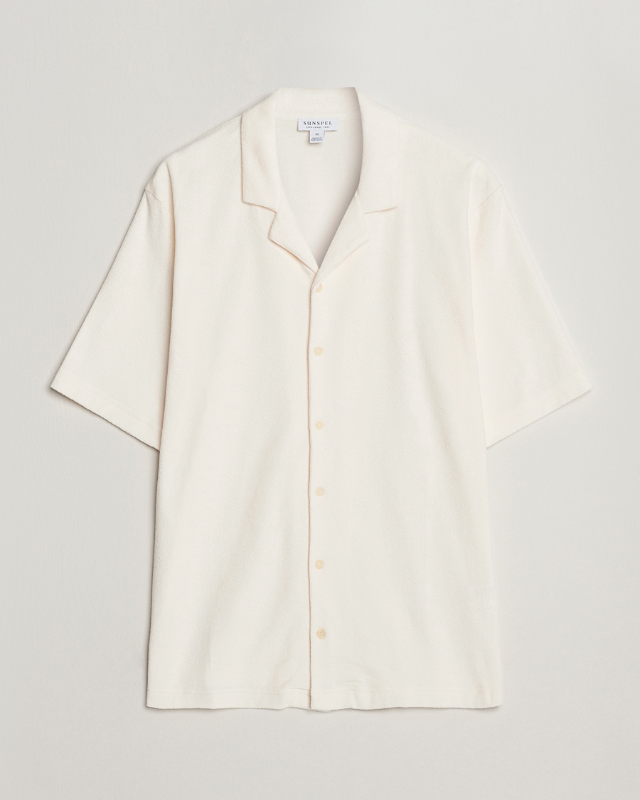 Herre | Skjorter | Sunspel | Towelling Camp Collar Shirt Archive White