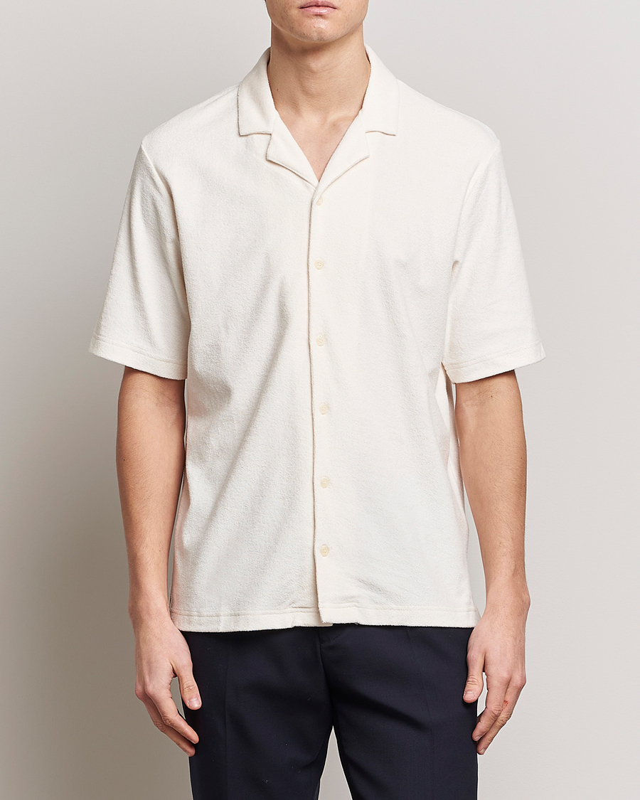 Herre | Kortærmede skjorter | Sunspel | Towelling Camp Collar Shirt Archive White