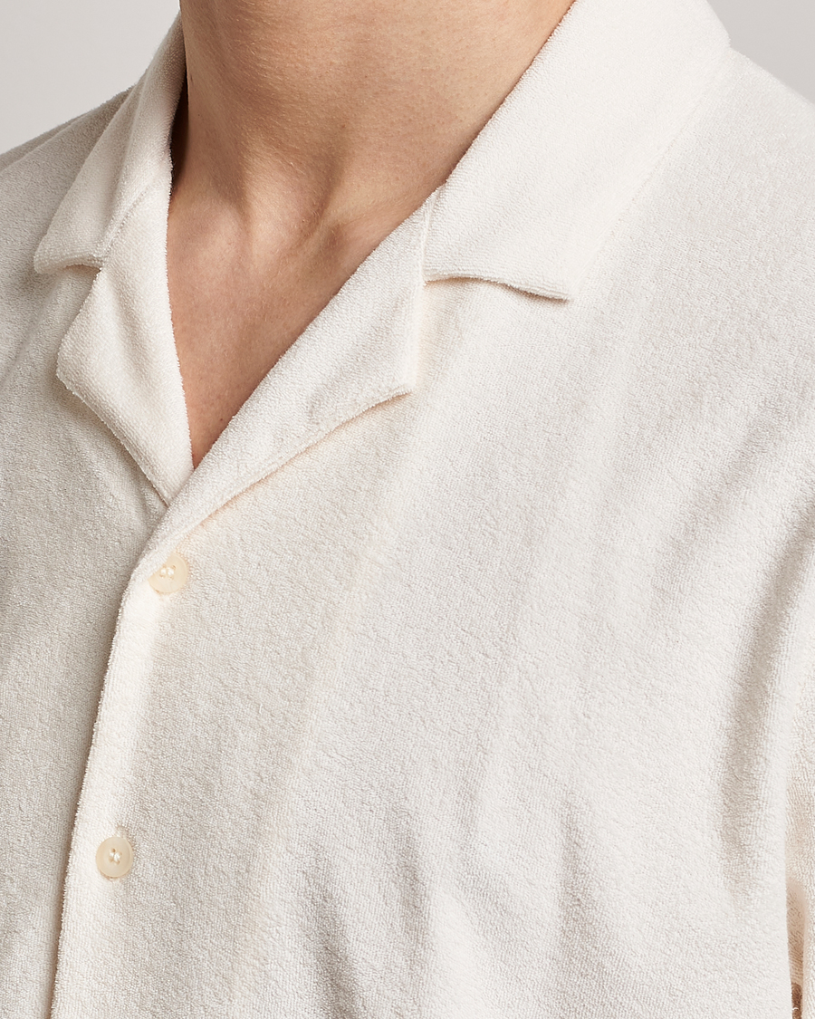 Herre | Skjorter | Sunspel | Towelling Camp Collar Shirt Archive White