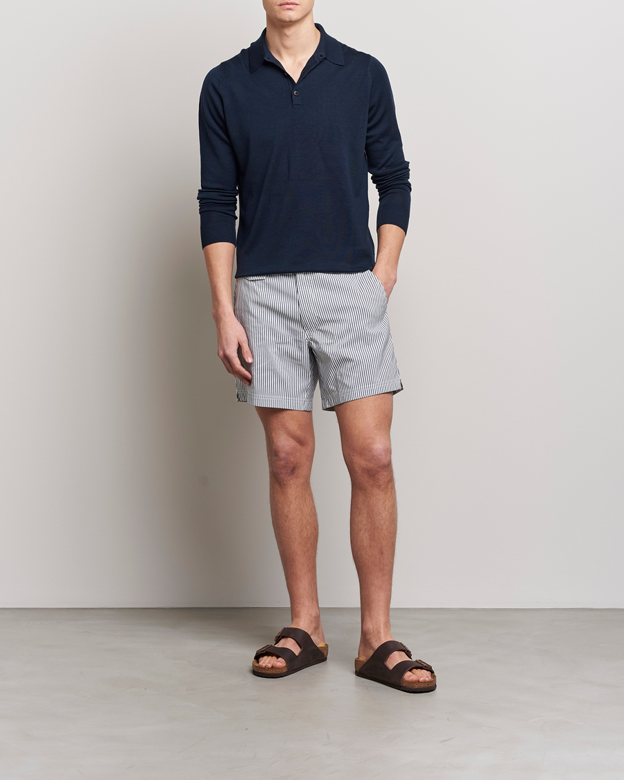 Herre | Badebukser | Sunspel | Striped Tailored Swimshorts Navy/White