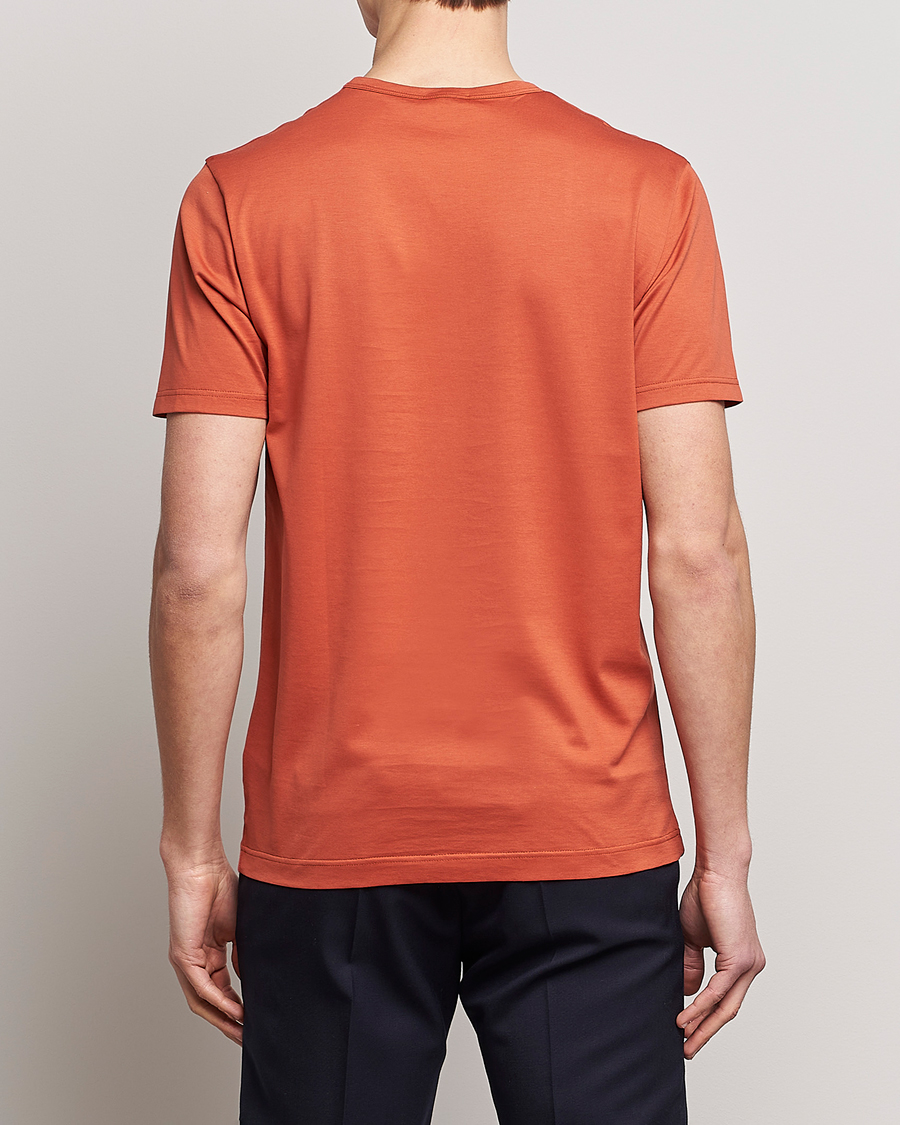 Herre | T-Shirts | Sunspel | Crew Neck Cotton Tee Burnt Sienna