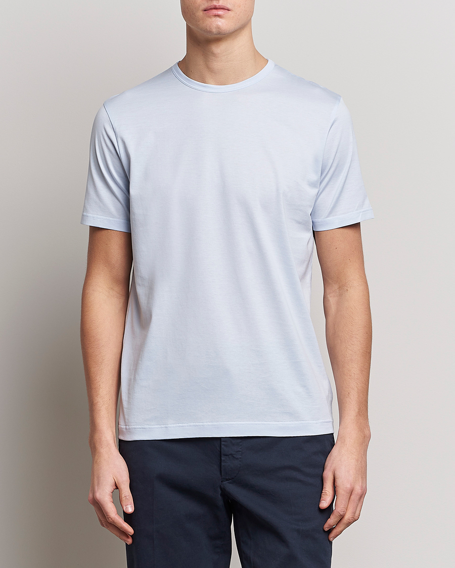 Herre | T-Shirts | Sunspel | Crew Neck Cotton Tee Pastel Blue
