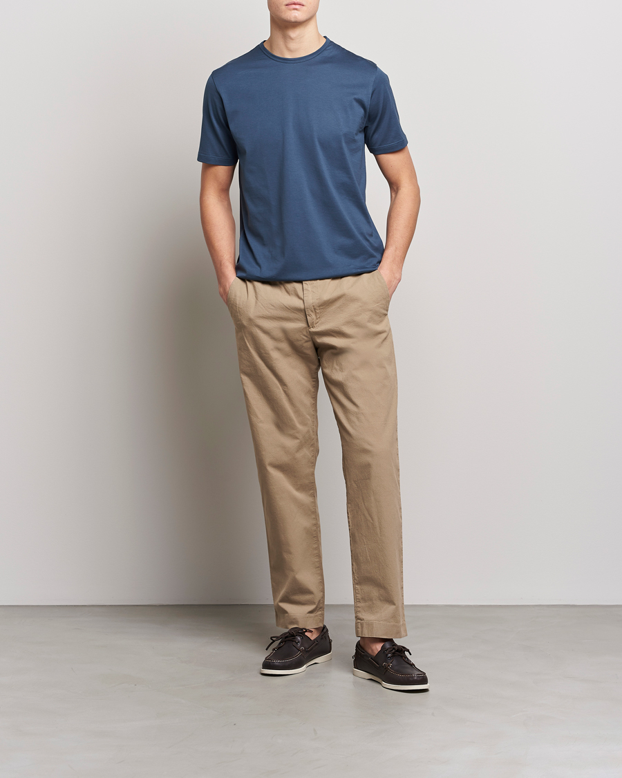 Herre | T-Shirts | Sunspel | Crew Neck Cotton Tee Shale Blue