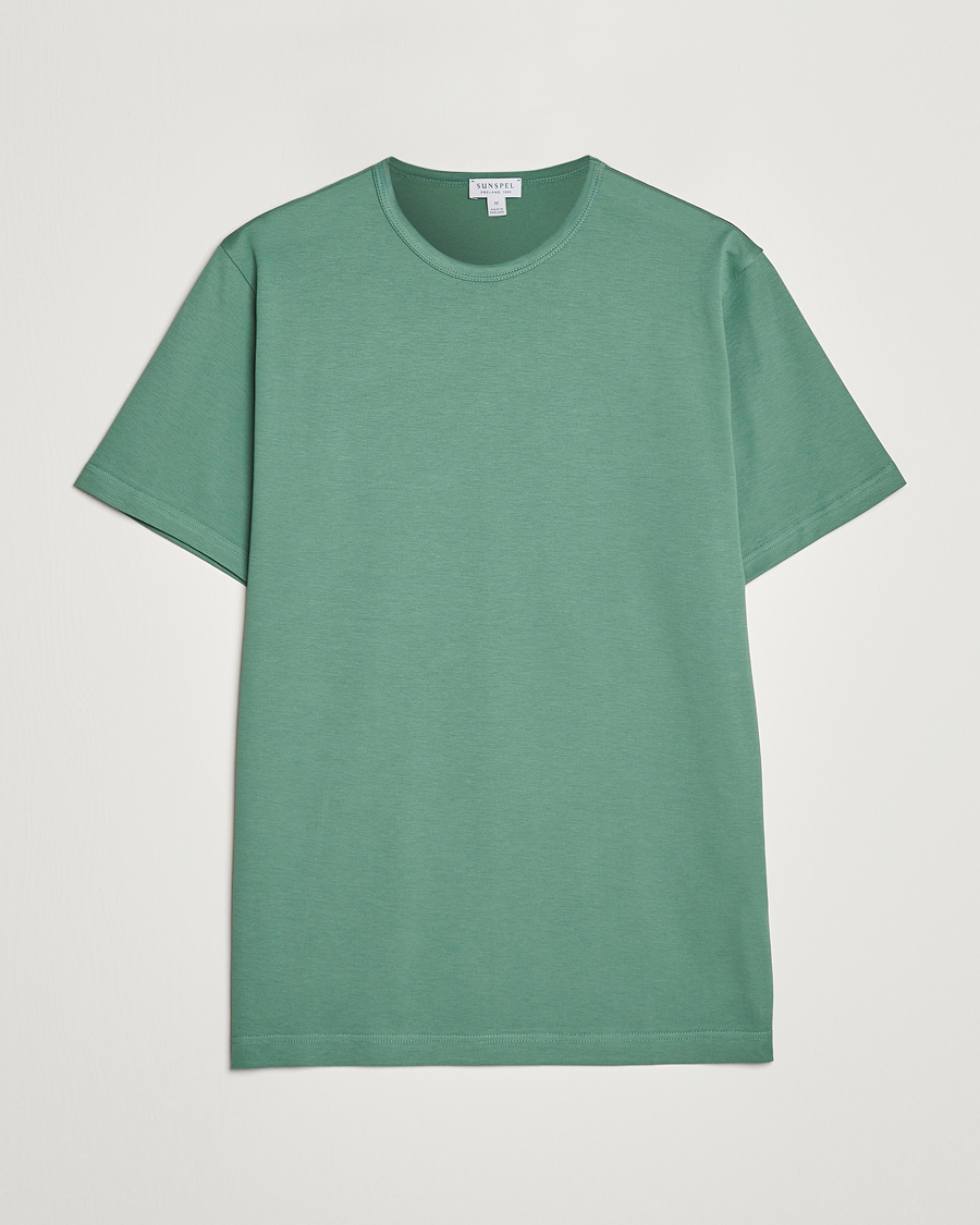Herre | T-Shirts | Sunspel | Crew Neck Cotton Tee Thyme