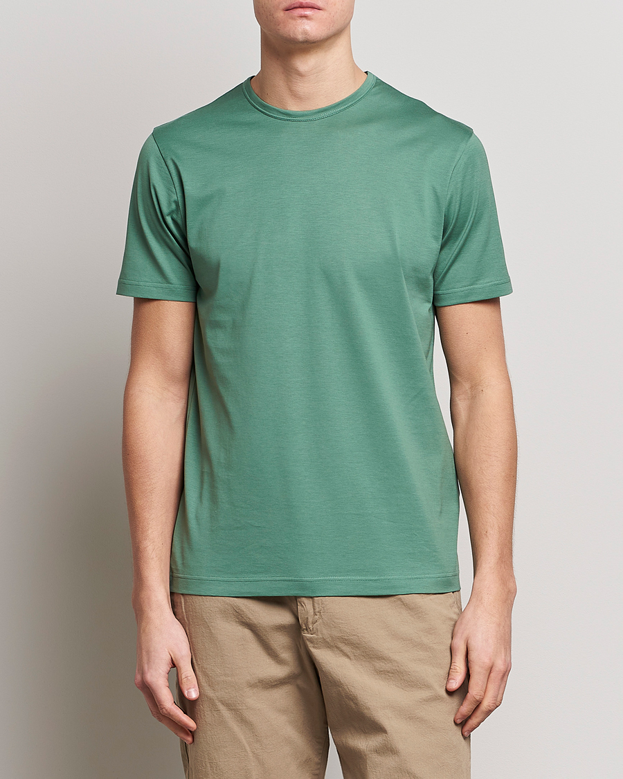 Herre | T-Shirts | Sunspel | Crew Neck Cotton Tee Thyme