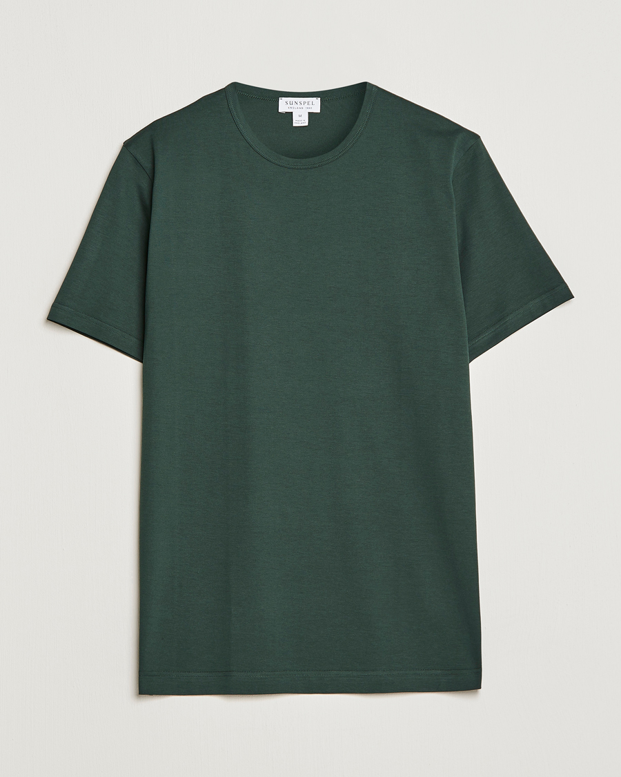 Herre | T-Shirts | Sunspel | Crew Neck Cotton Tee Seaweed