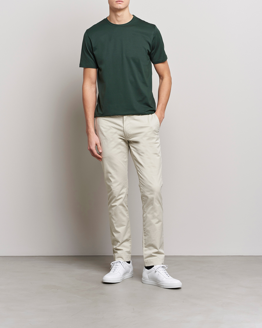 Herre | T-Shirts | Sunspel | Crew Neck Cotton Tee Seaweed