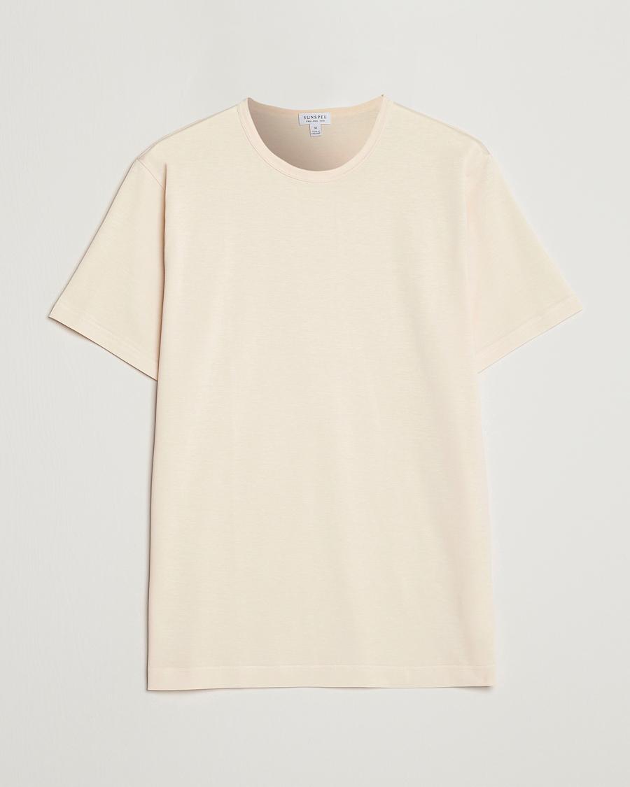 Herre | T-Shirts | Sunspel | Crew Neck Cotton Tee Undyed