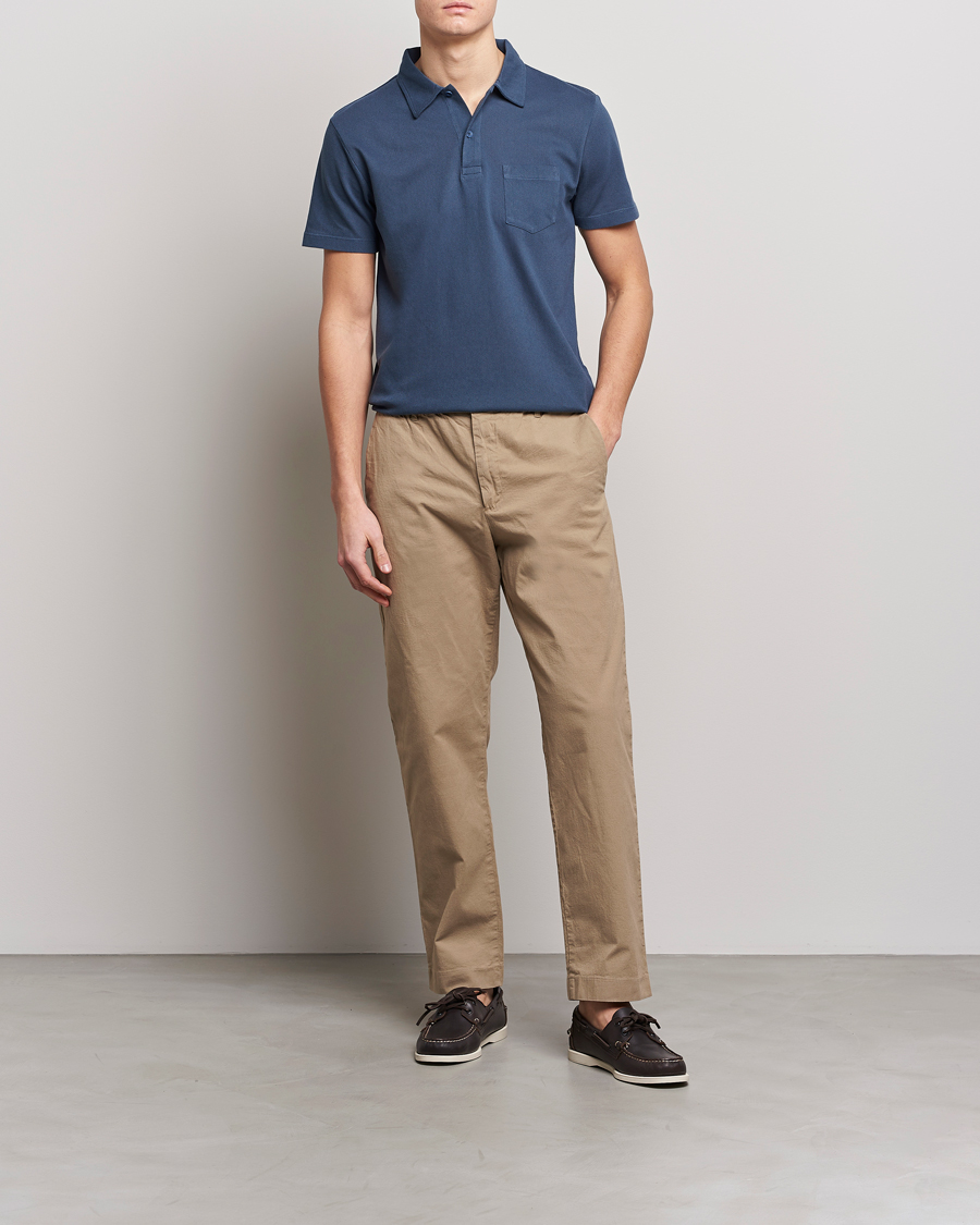 Herre | Polotrøjer | Sunspel | Riviera Polo Shirt Shale Blue