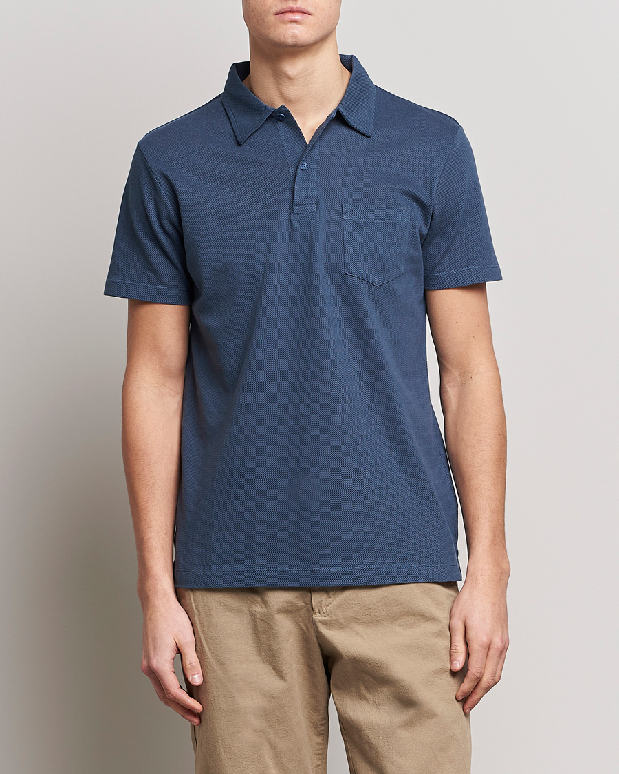 Herre |  | Sunspel | Riviera Polo Shirt Shale Blue