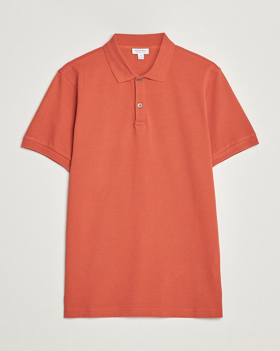 Herre | Polotrøjer | Sunspel | Short Sleeve Pique Polo Burnt Sienna