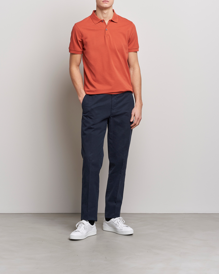 Herre | Polotrøjer | Sunspel | Short Sleeve Pique Polo Burnt Sienna