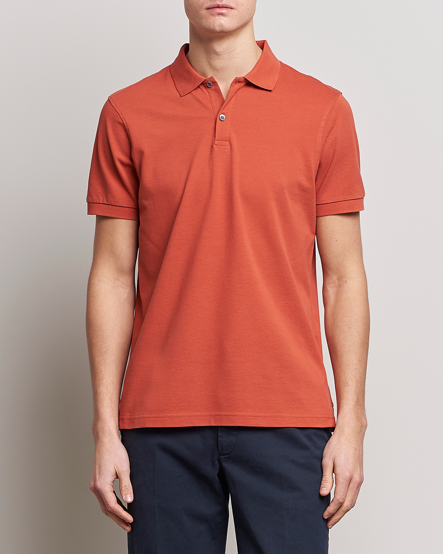 Herre | Polotrøjer | Sunspel | Short Sleeve Pique Polo Burnt Sienna