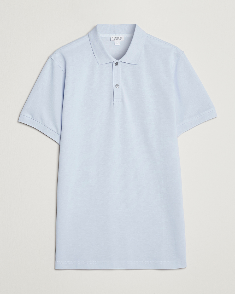 Herre | Polotrøjer | Sunspel | Short Sleeve Pique Polo Pastel Blue