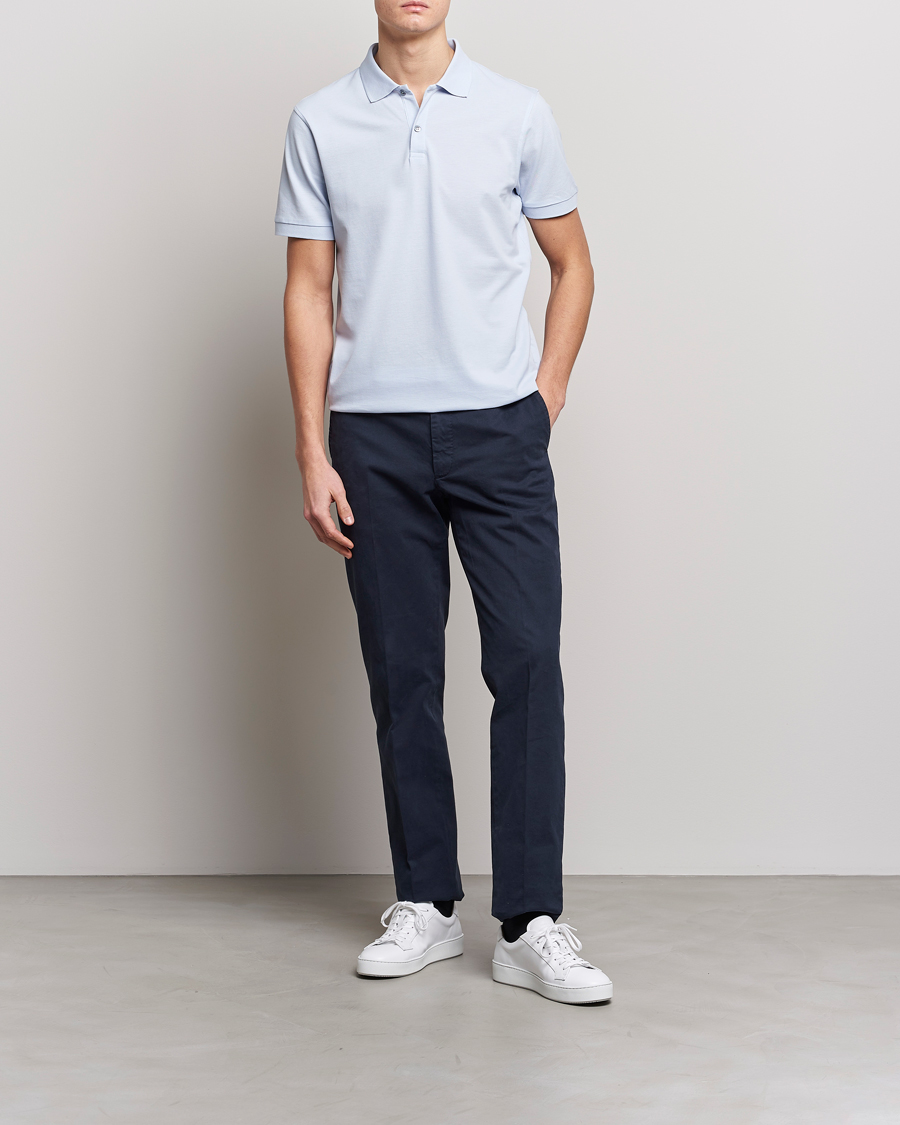 Herre | Polotrøjer | Sunspel | Short Sleeve Pique Polo Pastel Blue