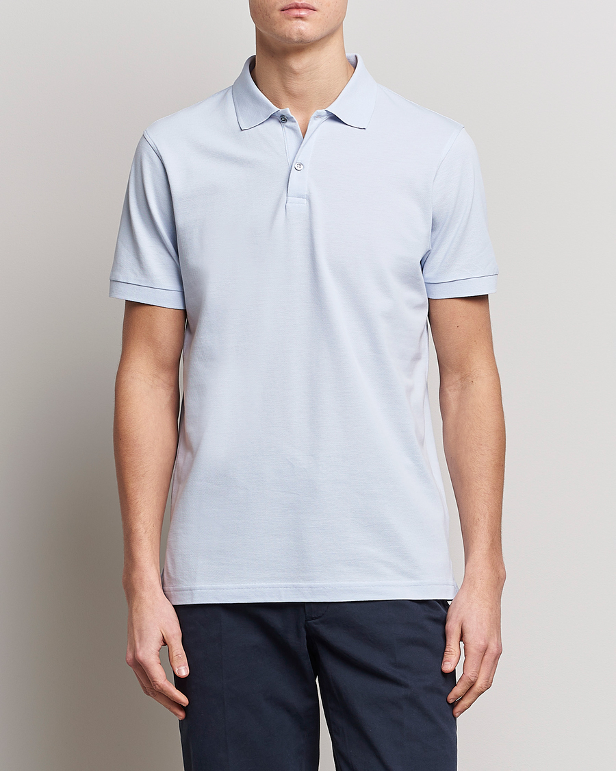 Herre | Polotrøjer | Sunspel | Short Sleeve Pique Polo Pastel Blue