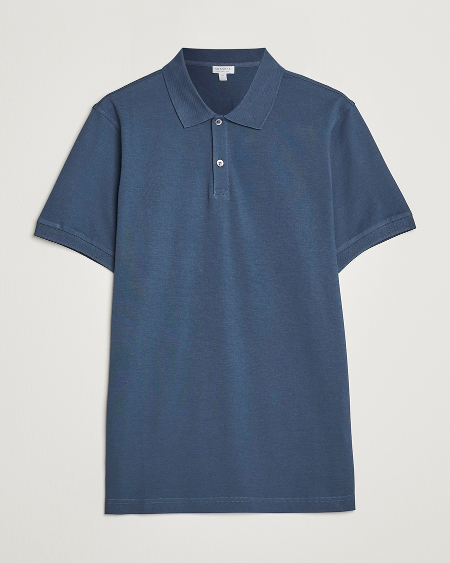 Herre | Polotrøjer | Sunspel | Short Sleeve Pique Polo Shale Blue